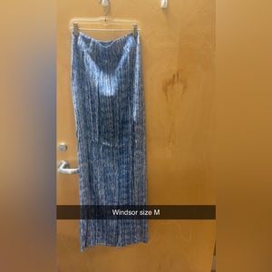 Blue & White Windsor Maxi Skirt w/ slit